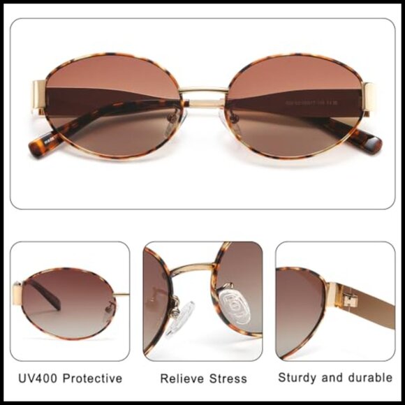 Retro Oval Sunglasses Metal Frame Polarized UV400 Protection main image 7